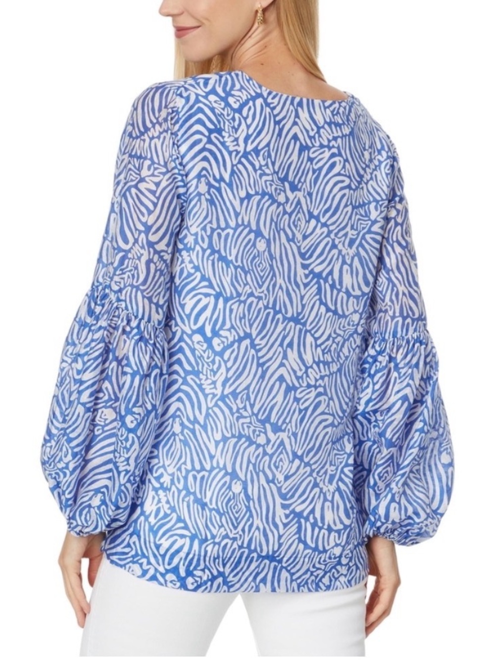 New! Lilly Pulitzer Women's Laurelie Top, Martinique Blue Zee Bebe 4 - Picture 2 of 8